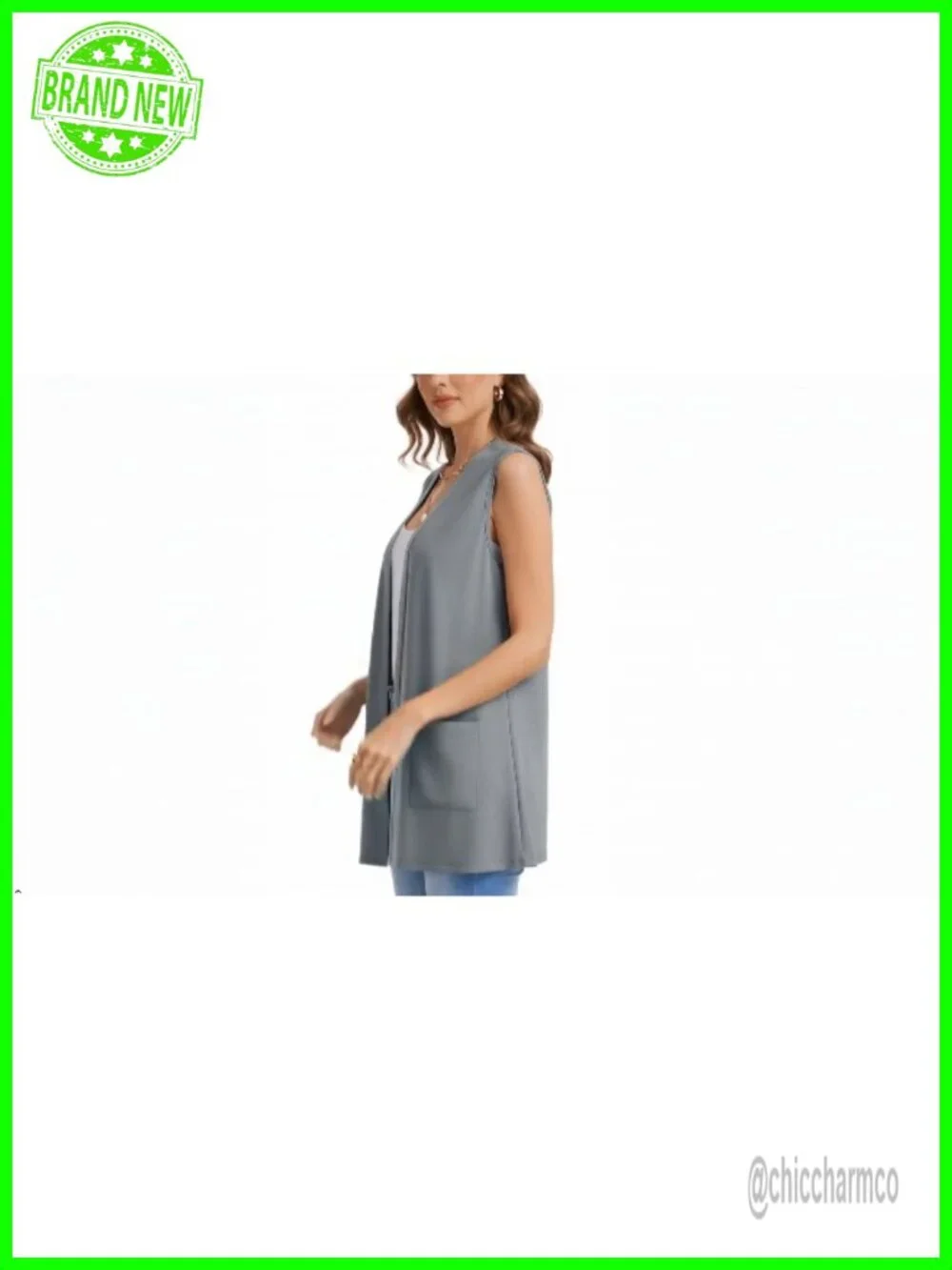 Sleeveless Cardigan Lightweight Open Front Loose Fit Vest with Pockets